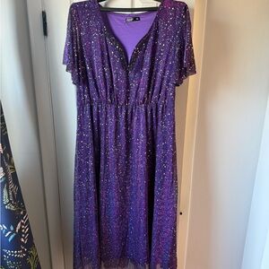 SHEIN Sparkling Purple Midi Dress